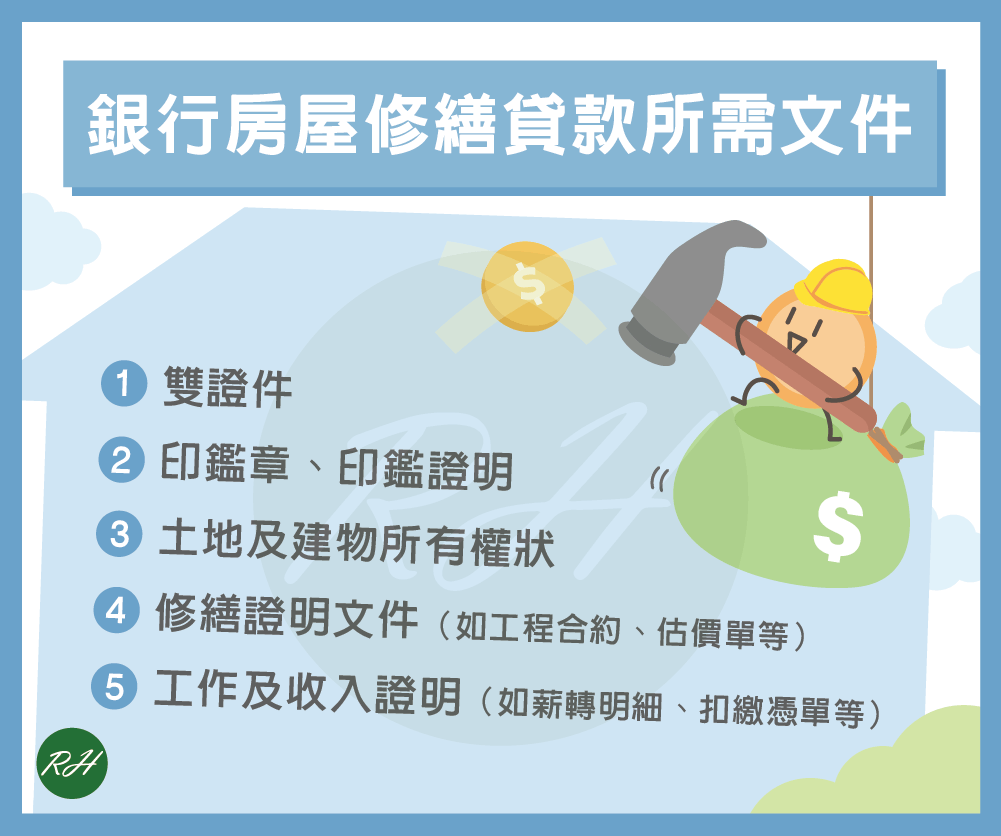 銀行房屋修繕貸款所需文件《榮華行銷理財中心》