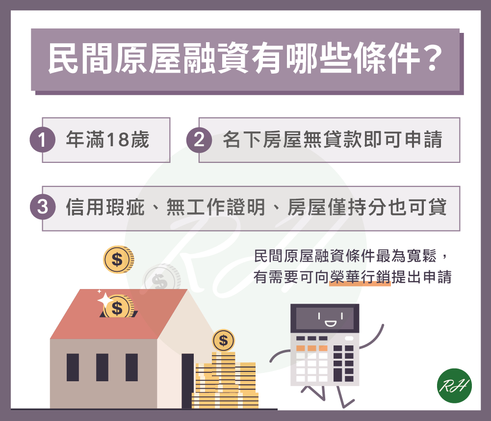 民間原屋融資有哪些條件？《榮華行銷理財中心》